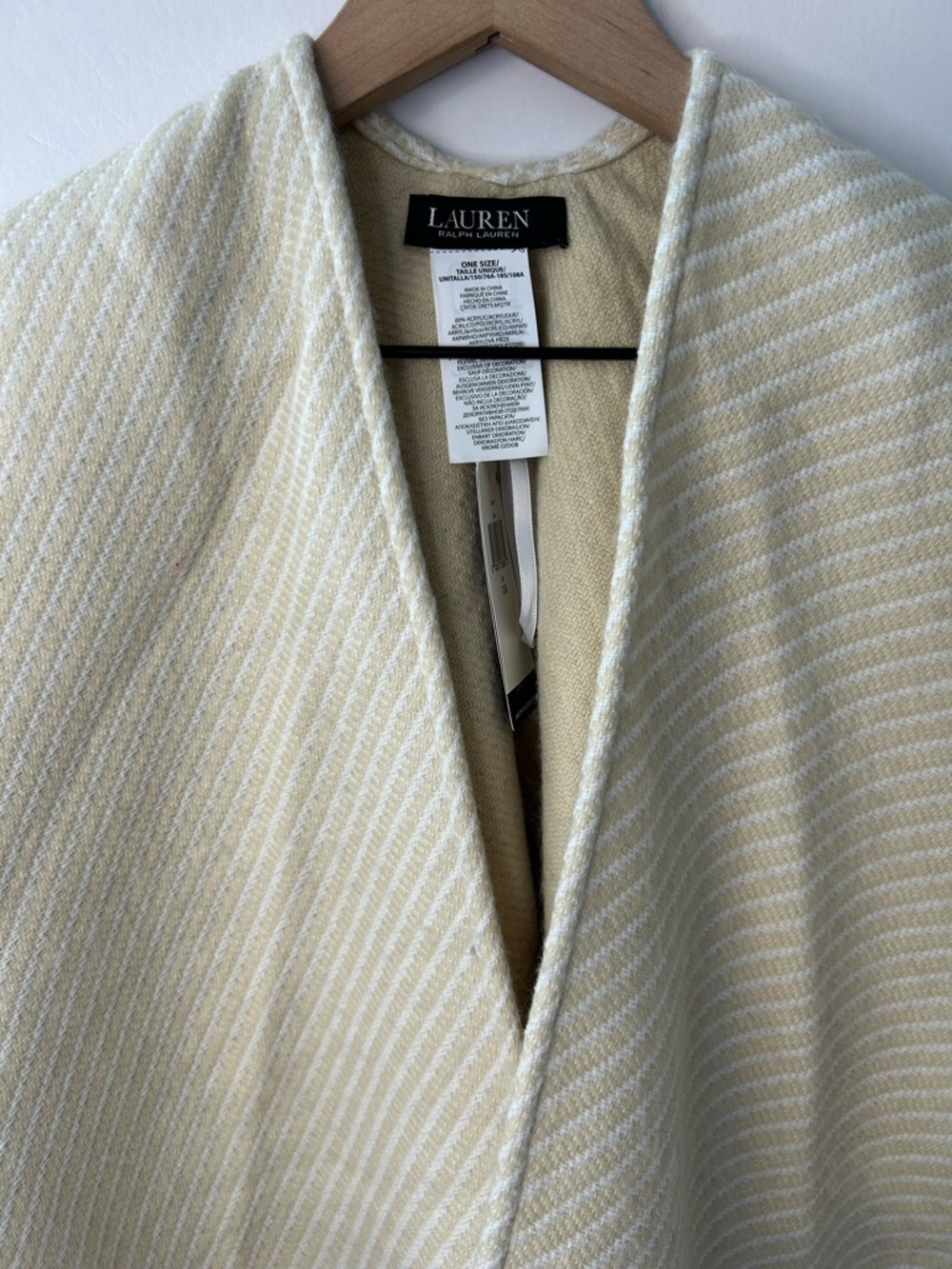 *NWT* Lauren Ralph Lauren Women’s Woven Twill-Border Ruana Cape, One Size - Picture 5 of 11